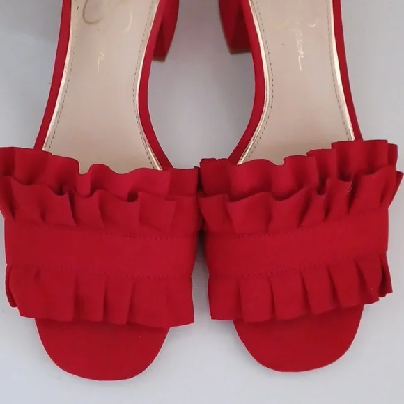 Jessica Simpson Gorrin Red Micro Suede Ruffled Slide Shoe ** SZ 8.5 - Picture 9 of 9